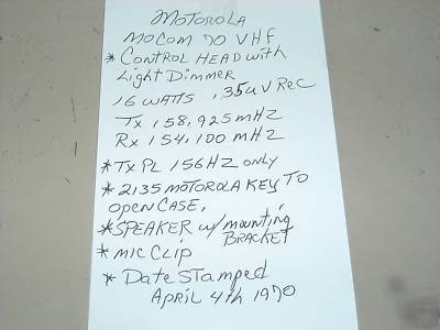 Motorola mocom 70 vhf mobile complete adam 12