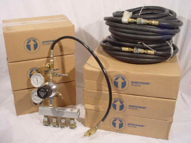 New survivair 4 station sar panther mask regulator hose