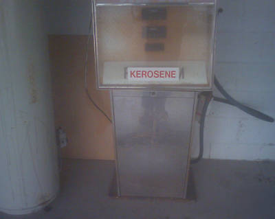 Service station fuel pump and above ground tank 