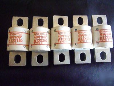 New shamut amptrap a 13X200 type 4 lot of 5 fuses