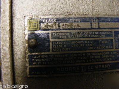 Square d 9001-BR204 explosion proof start-stop starter 