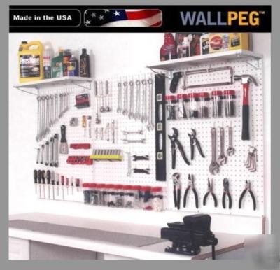 Jumbo peg board kit & hooks, bins - garage tool storage