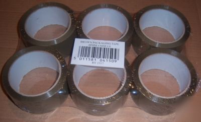 6 roll buff brown packing parcel tape 48MM x 132M