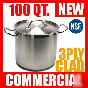 100 qt commercial stainless steel clad stock pot nsf