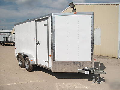 New 7X14 7 x 14 enclosed utility cargo trailer v-nose 