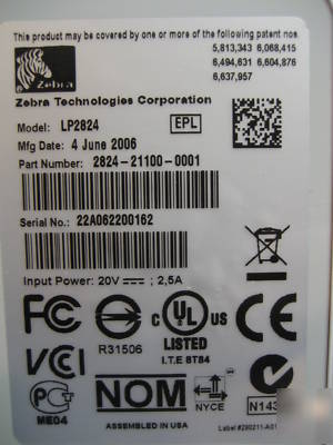 New zebra LP2824 desktop printer usb open box