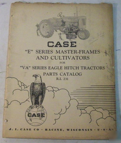 Case 1952 master-frames & cultivators parts book