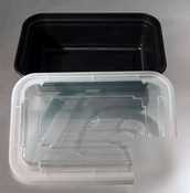 VersatainerÂ® black rectangular food container with