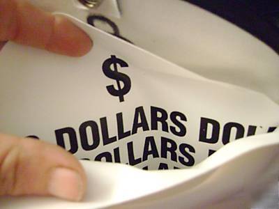8X8-1/2 snap closure 6 denomination canvas money bag 