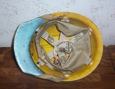 Vintage 1954 miners hard hat by bullard w/ light 