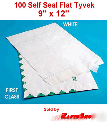 100 self-seal flat tyvek envelopes 9X12 = 2 day ship 