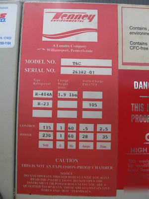 Tenney environmental test control chamber T6C 