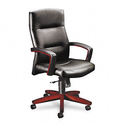 5000 series exe high-back chair black leather/mahogany