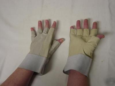 Soft leather fingerless work or sport gloves size large