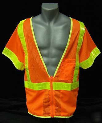 3A hi-viz all mesh class 3 orange safety vest - med