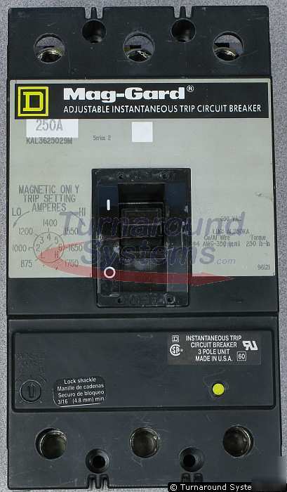 Square d KAL3625029M circuit breaker, 250 amp, 600 volt