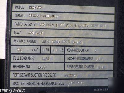  kaeser 170CFM screw compressor refrigerated air dryer