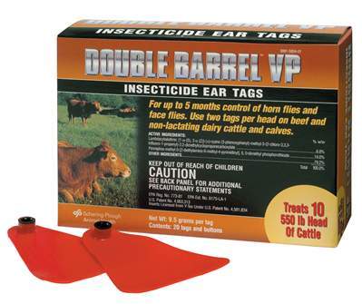 Double barrel vp cattle insecticide fly ear tags 20 ct