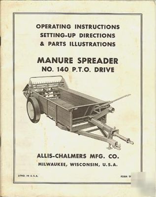 Allis chalmers no. 140 manure spreader ac manual