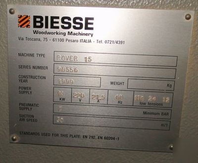 Biessse rover 15 cnc ptp boring router machine 1999