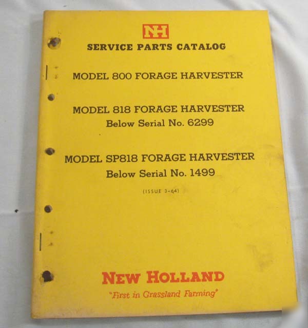 New holland parts catalog harvester 800 / 818 / SP818