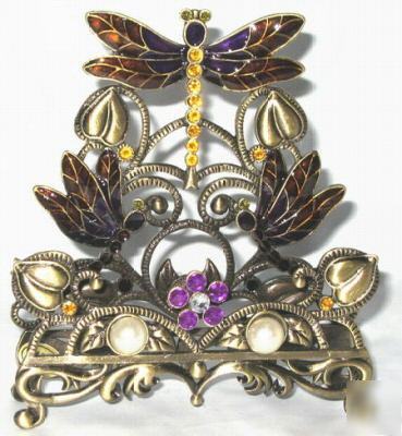 Amber dragonfly pewter envelope/business card holder
