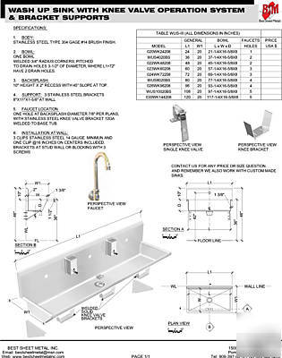 Wash up hand sink 4 multi-station 96