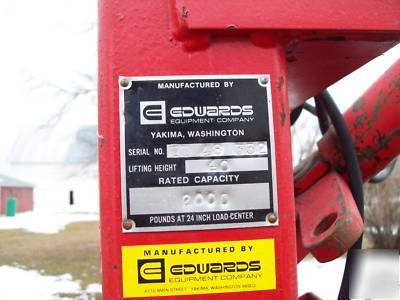 Tractor 3-point fork lift with hydraulic tilt. 2000 lbs