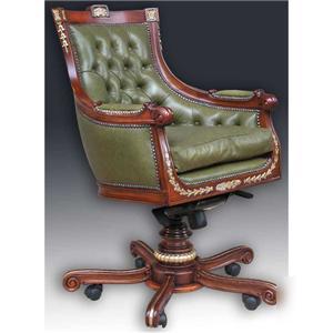 Gorgeous elegant executive mahogany green leather chair