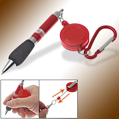 Blue ink red belt carabiner retractable ball point pen