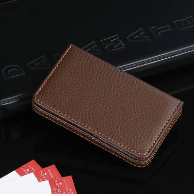 New brown leather flipup bifold business card holder
