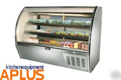 Leader refrigerated deli case curved glass high 60