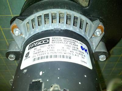 3E67 motor fasco 7021-8321 120VAC 750MA 3325 rpm gc