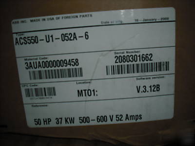 Abb 50 hp variable frequency drive ACS550-U1-052A-6