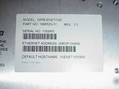 National instruments ni gpib-enet/100 ethernet to gpib