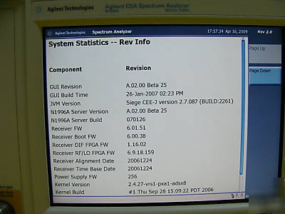 Agilent N1996A csa 100KHZ to 3GHZ rf spectrum analyzer