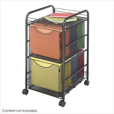 Onyx mesh file cart with 2 file drawers in black