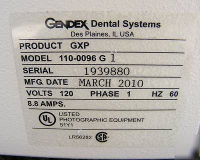 2010 gendex gxp film processor 120V open box/never used
