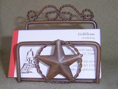 New western decor texas star business card holder 