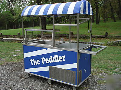 Italian ice cream concession cart kiosk with canopy.