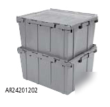 12 - plastic storage tote with attached lid - 24X20X12