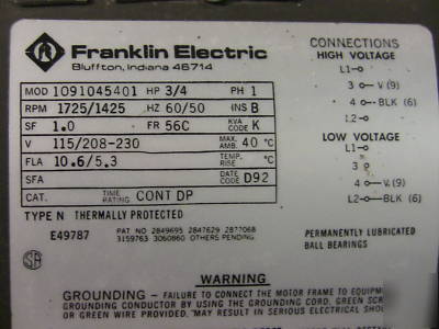 Franklin electric varian sd-450 rotary vane vacuum pump