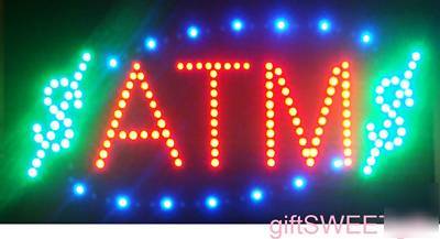 Led atm $ sign cash is king brighter than neon blinking