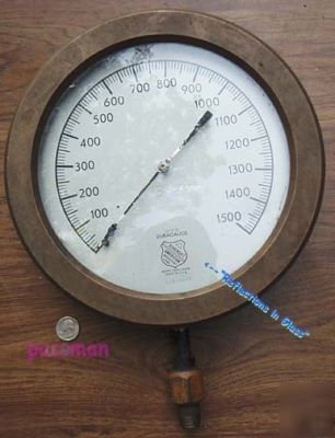 Huge vintage brass ashcroft american 'duraguage'