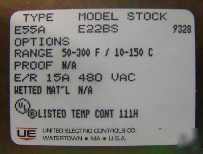 New united electric E55-E22BS temperature switch 480 v