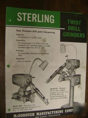 Sterling dv 5899 large drill grinder machine w/ manual