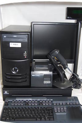 2 station terminal complete asus pos system with server