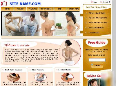 Back pain website business for sale + adsense 
