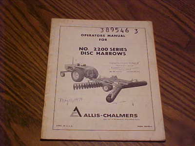 Allis-chalmers farm equipment operator's manuals lot 6