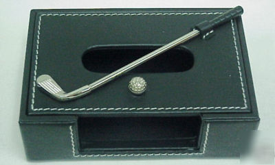 New budd leather - business card holder - golf - 